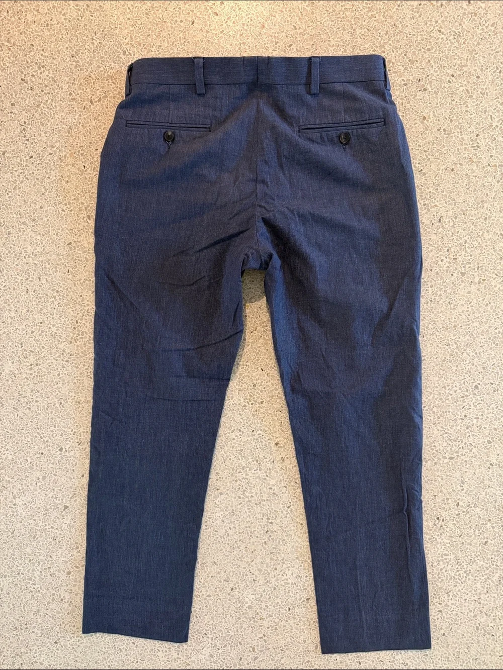 Reiss Men's Dress Pants Geronimo in Dark Lightweight Denim Chambray Blue 30 x 28